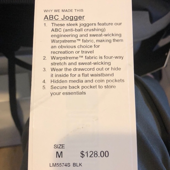 NWT LULULEMON ABC JOGGER NEW STYLE!! - Picture 7 of 7
